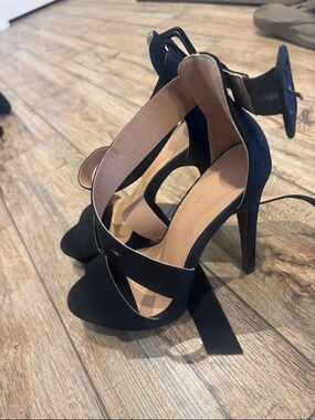 Women’s Black High Heel Ankle Tie Sandals